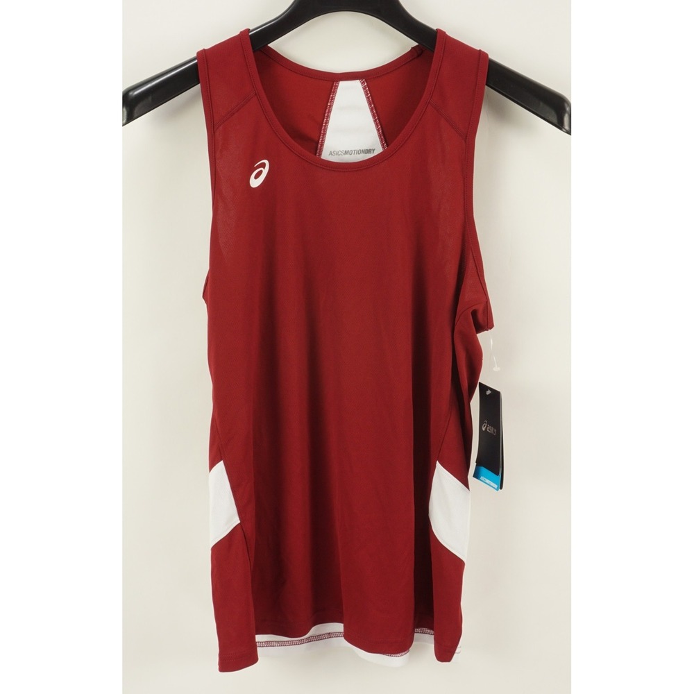 Asics Women W Sweep Singlet Running Tank Top L Red Mesh MotionDry TF3378